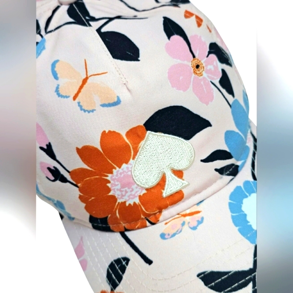 NEW Kate Spade Pearl Blush Pink Floral Tropical Hat Summer Embriodered Spade Cap - Picture 6 of 12